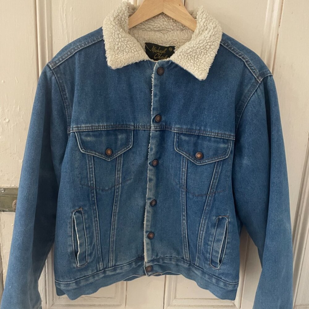 Vintage Michael Charles for Cooper Denim Sherpa Lined Trucker Jacket Mens 48
